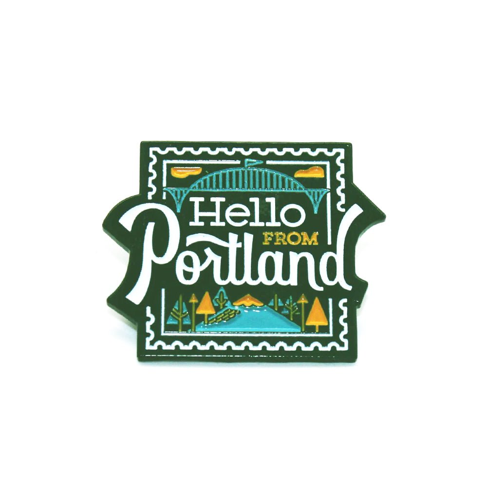 Hello From Portland Stamp Pin - Enamel Pin - Hello From Oregon