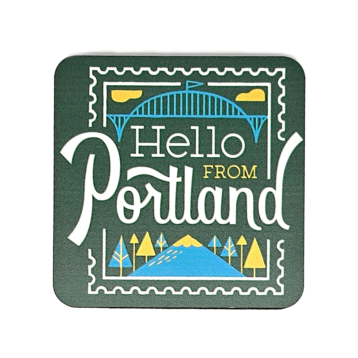 Portland Stamp Wooden Coaster - Coasters - Hello From Oregon