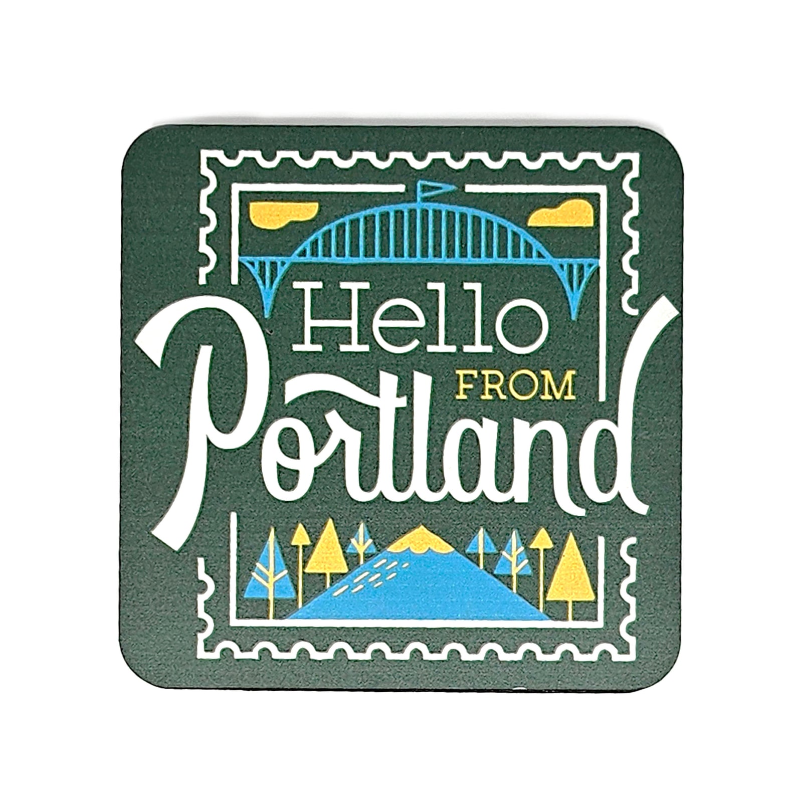 Portland Stamp Wooden Coaster - Coasters - Hello From Oregon