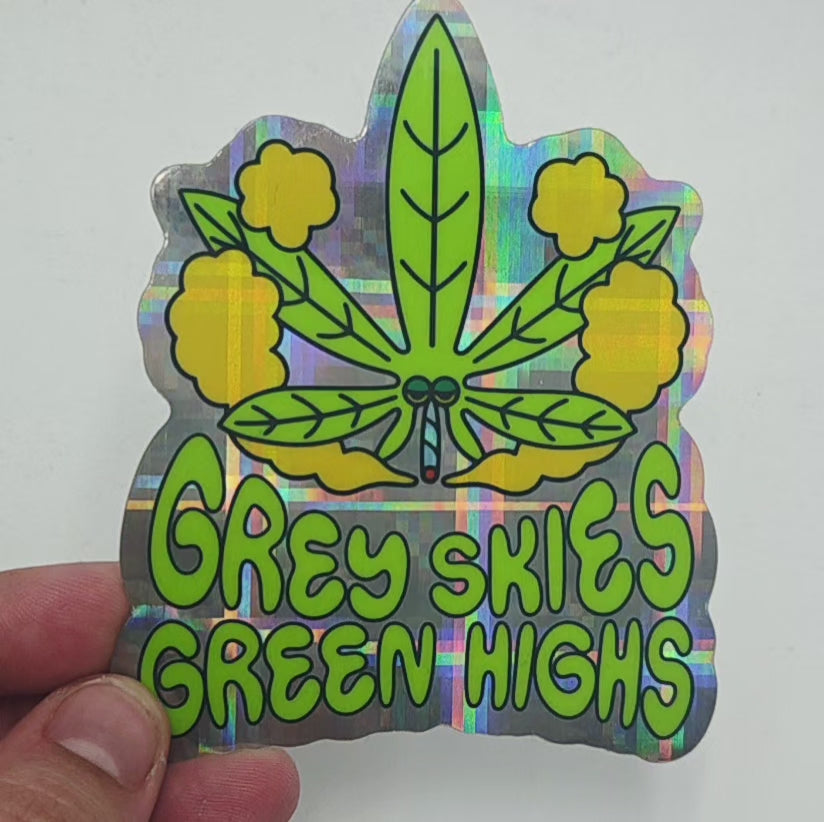 Grey Skies Green Highs Sticker