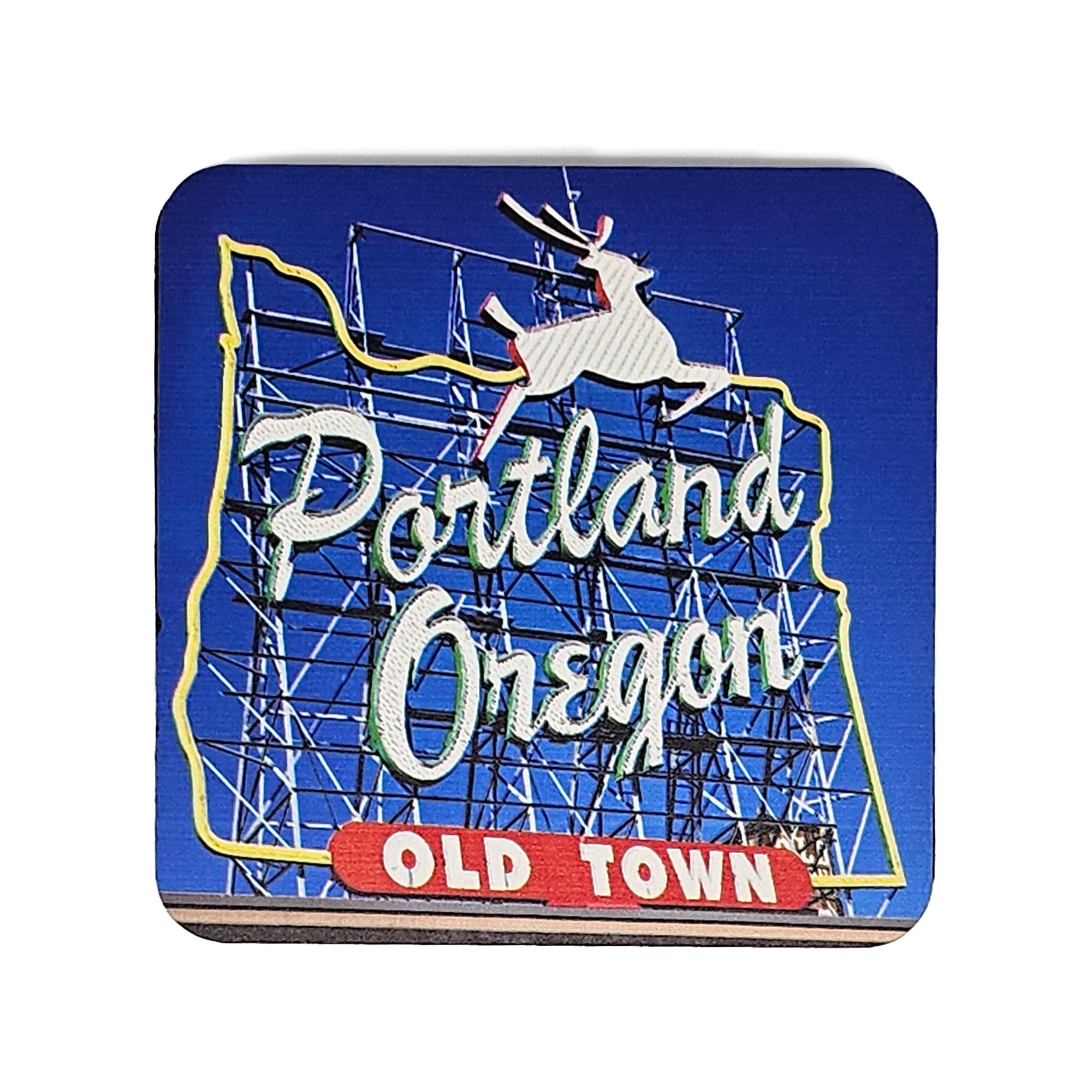 White Stag Wooden Coaster - Coasters - Hello From Oregon