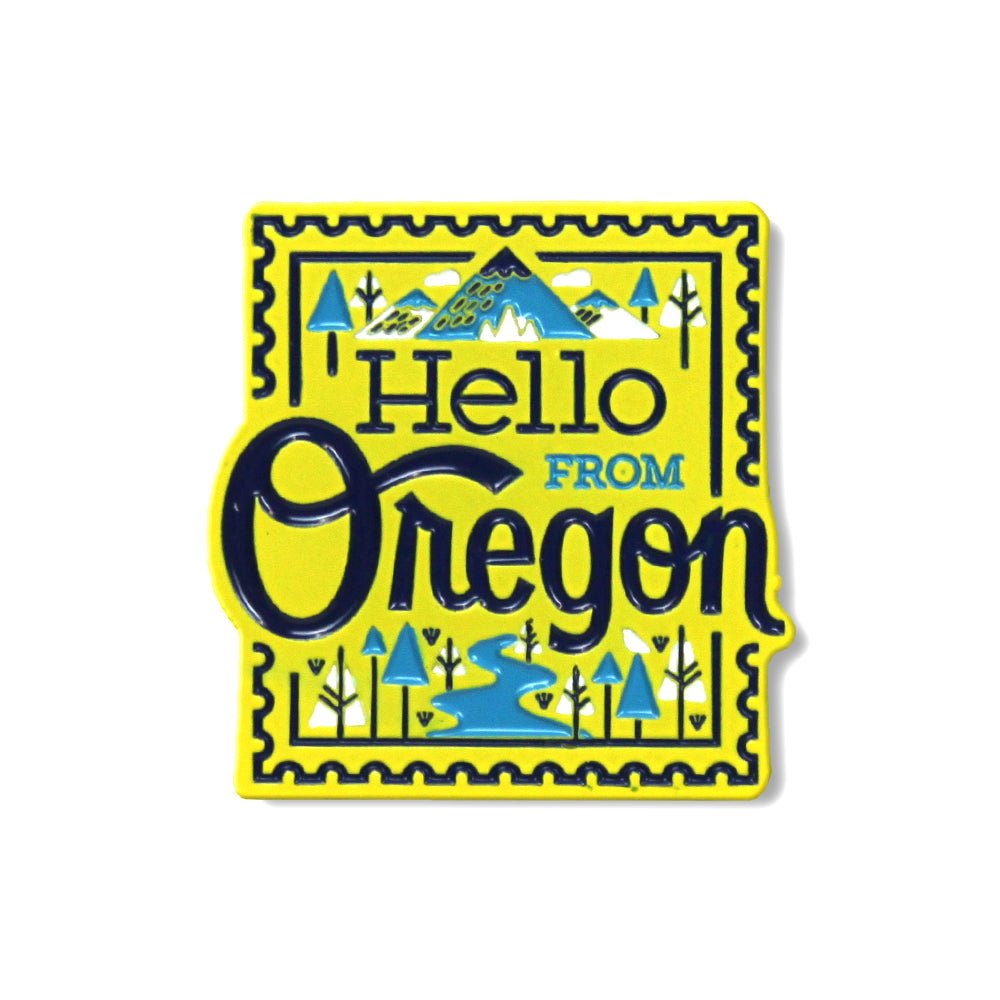 Hello From Oregon Stamp Pin - Enamel Pin - Hello From Oregon
