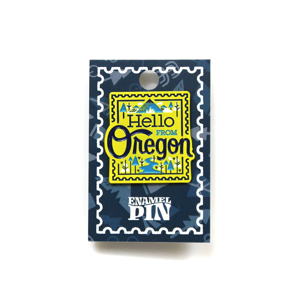 Hello From Oregon Stamp Pin - Enamel Pin - Hello From Oregon