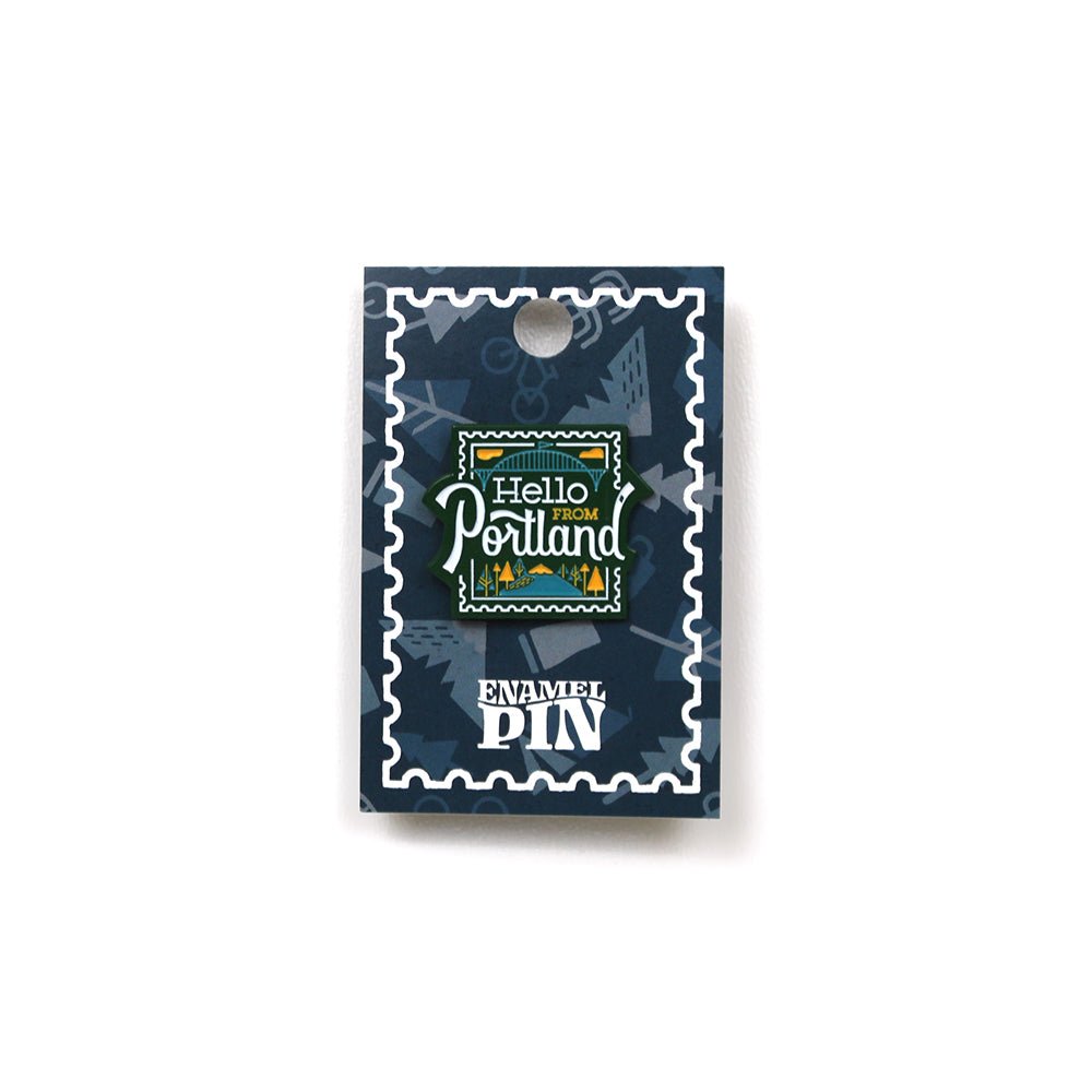 Hello From Portland Stamp Pin - Enamel Pin - Hello From Oregon