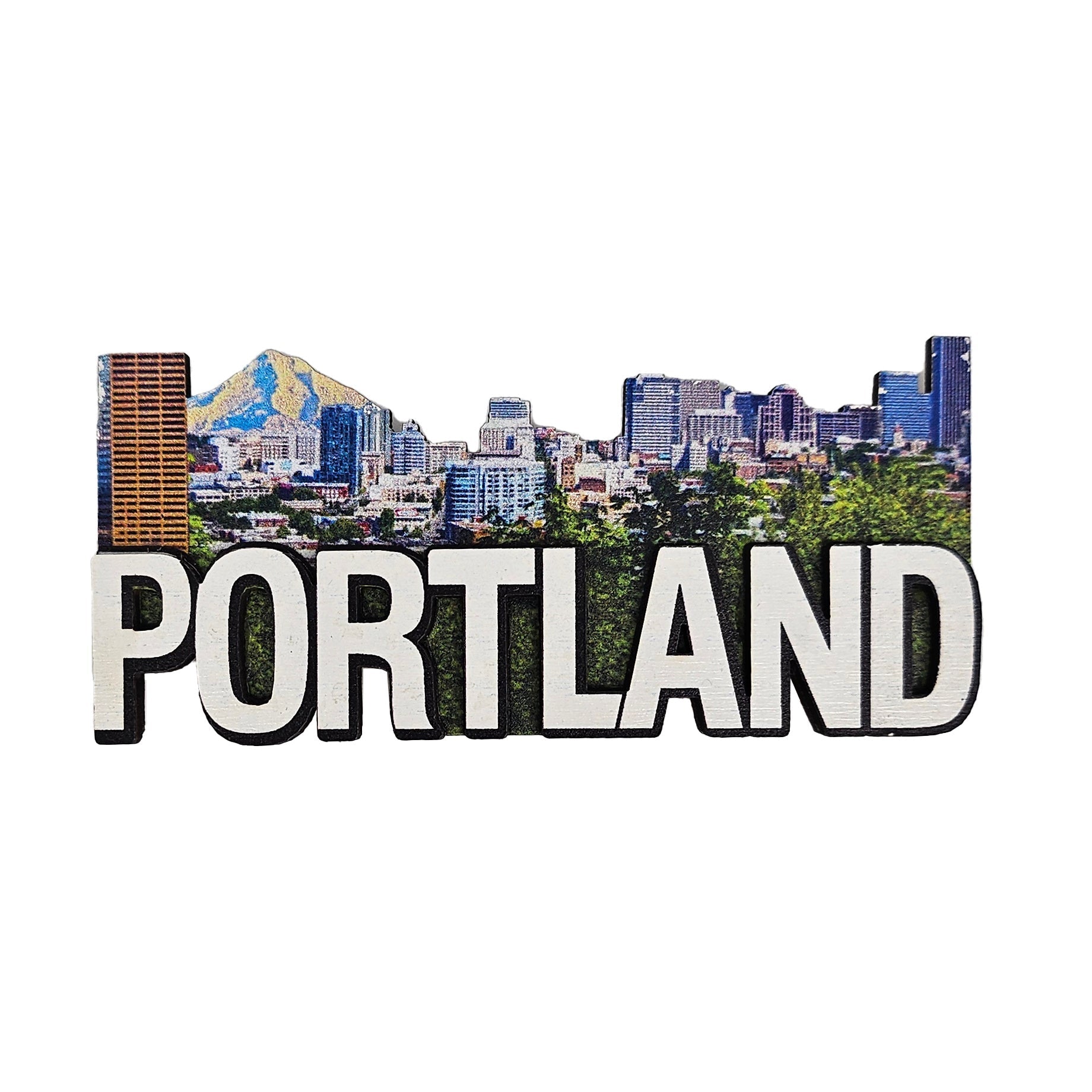 Portland Cityscape Wood Magnet - Magnets - Hello From Oregon