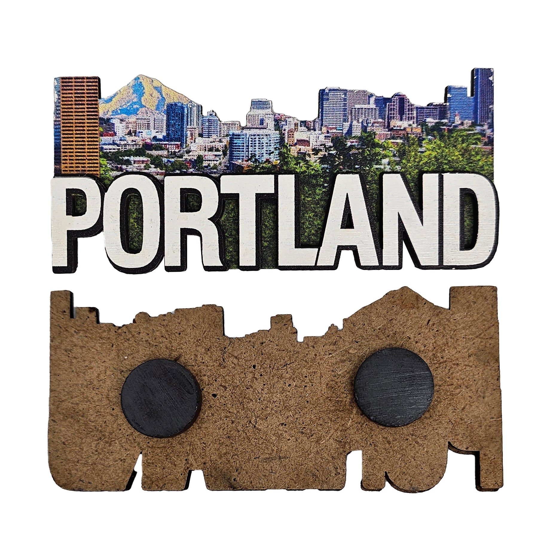 Portland Cityscape Wood Magnet - Magnets - Hello From Oregon