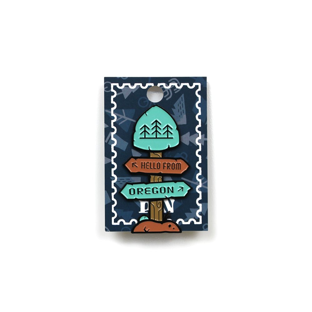 Trail Post Pin - Enamel Pin - Hello From Oregon