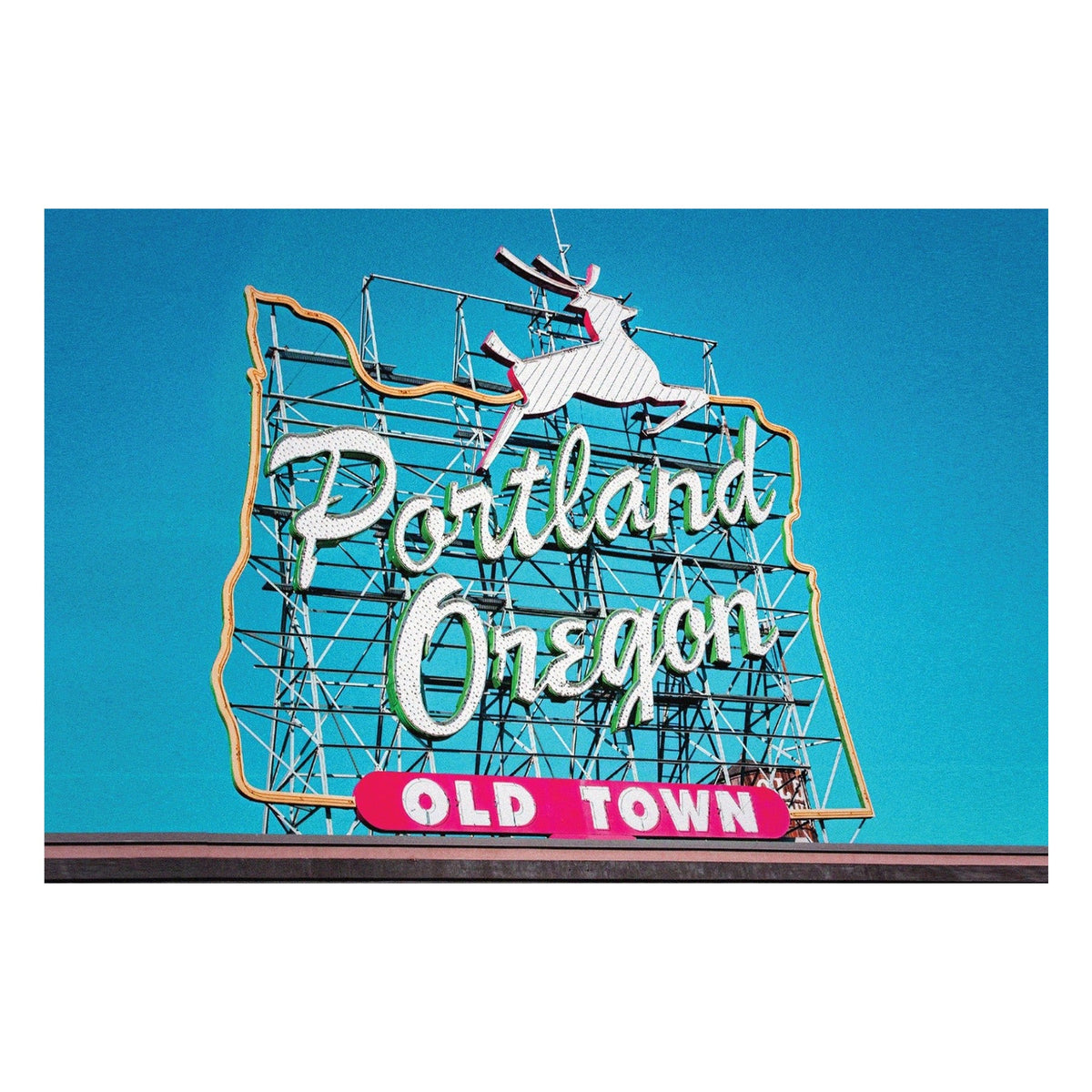 White Stag Sign Old School Postcard - Postcards - Hello From Oregon